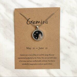 🎉 New Gemini Zodiac Silver Pendant Necklace